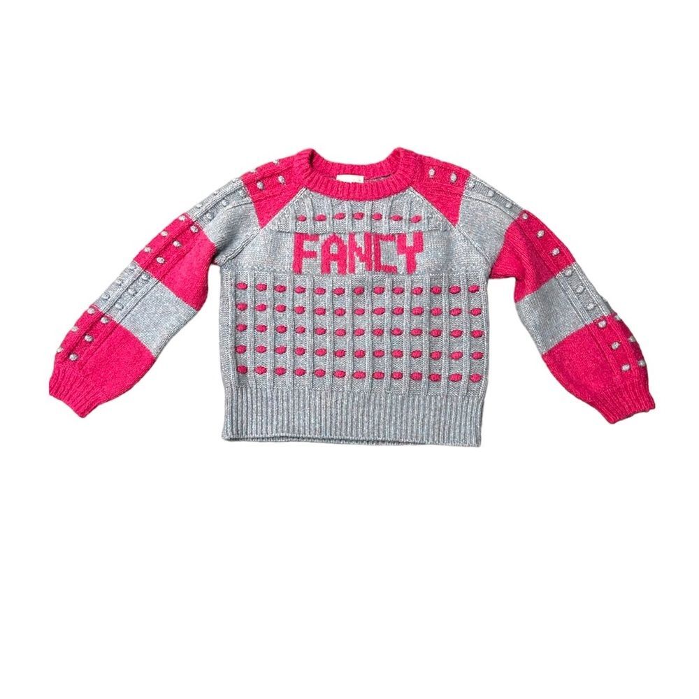 LoveShackFancy Pink and Blue Ellyn Alpaca Fancy Crewneck Sweater Size Medium EUC